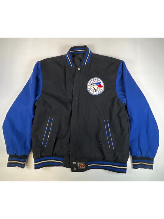 Other - Vintage JH Design Toronto Blue Jays Varsity Jacket Black Royal Blue XL Damaged